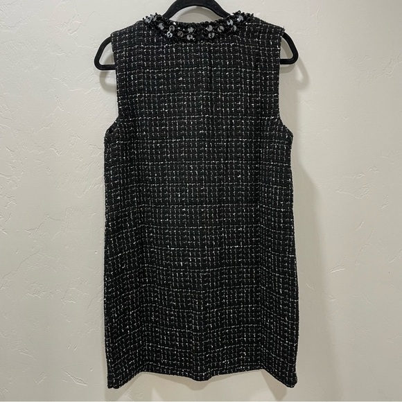 NWT Maeve V-Neck Tweed Mini Dress Women's Medium Black Silver - Picture 9 of 16